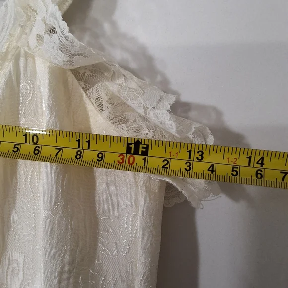 Lulus~Women Jaquared Ivory Corset Ruffle Prairie Dress~Cottagecore Lace~Bridal~S - Picture 10 of 11